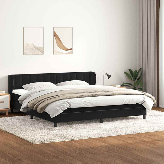 Boxspringbett mit Matratzen Schwarz 200x210 cm Samt