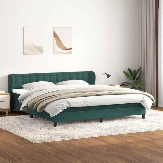 Boxspringbett mit Matratzen Dunkelgrün 200x210 cm Samt