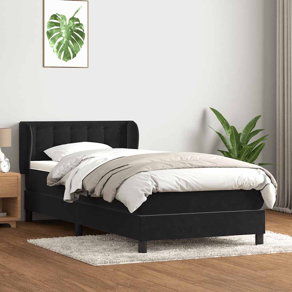 Boxspringbett mit Matratze Schwarz 80x220 cm Samt