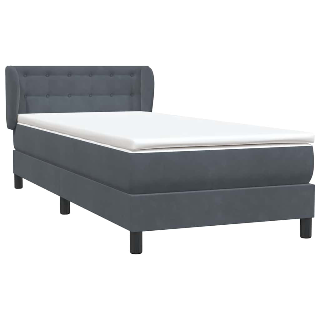 Boxspringbett mit Matratze Dunkelgrau 100x220 cm Samt