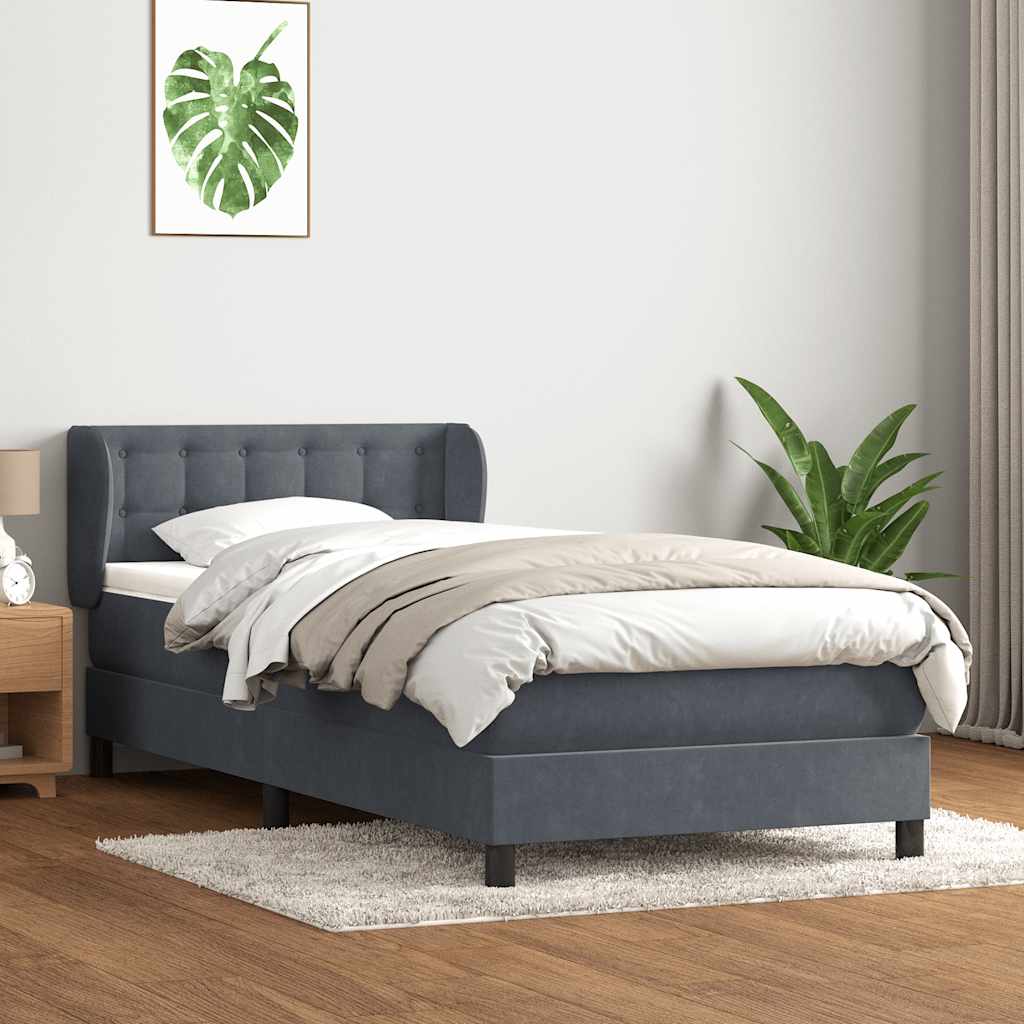 Boxspringbett mit Matratze Dunkelgrau 100x220 cm Samt