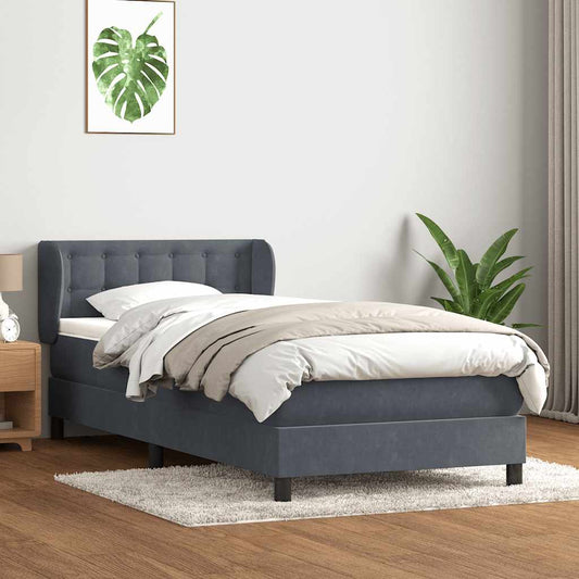 Boxspringbett mit Matratze Dunkelgrau 100x220 cm Samt