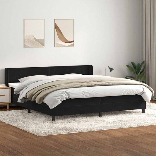 Boxspringbett mit Matratze Schwarz 200x210 cm Samt