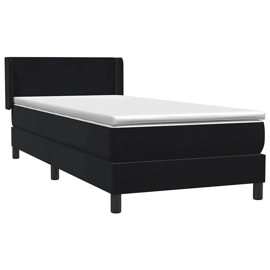 Boxspringbett mit Matratze Schwarz 90x220 cm Samt