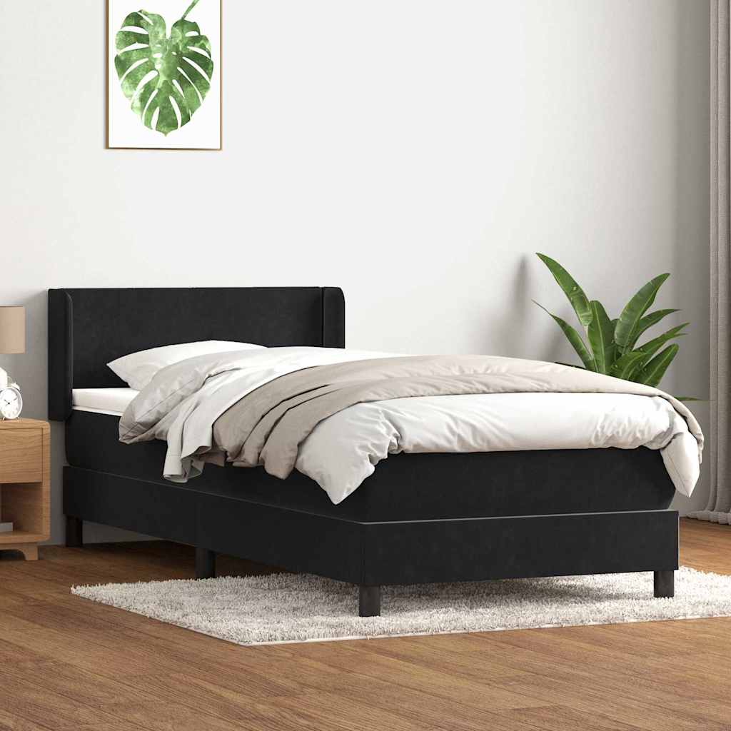 Boxspringbett mit Matratze Schwarz 90x220 cm Samt