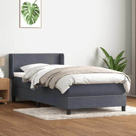 Boxspringbett mit Matratze Dunkelgrau 100x220 cm Samt
