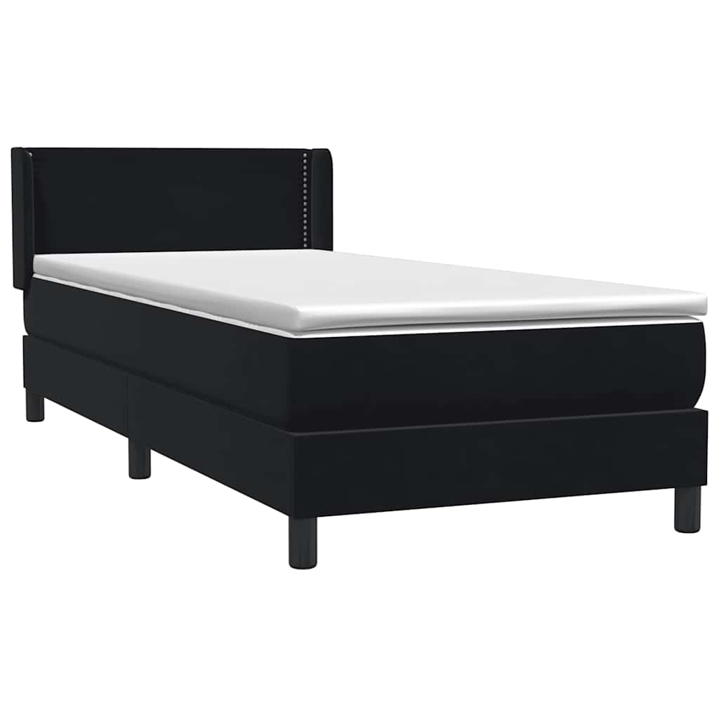 Boxspringbett mit Matratze Schwarz 80x210 cm Samt