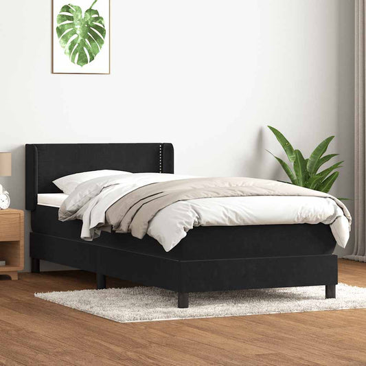 Boxspringbett mit Matratze Schwarz 80x210 cm Samt