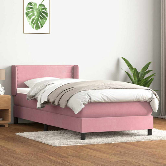 Boxspringbett mit Matratze Rosa 80x210 cm Samt