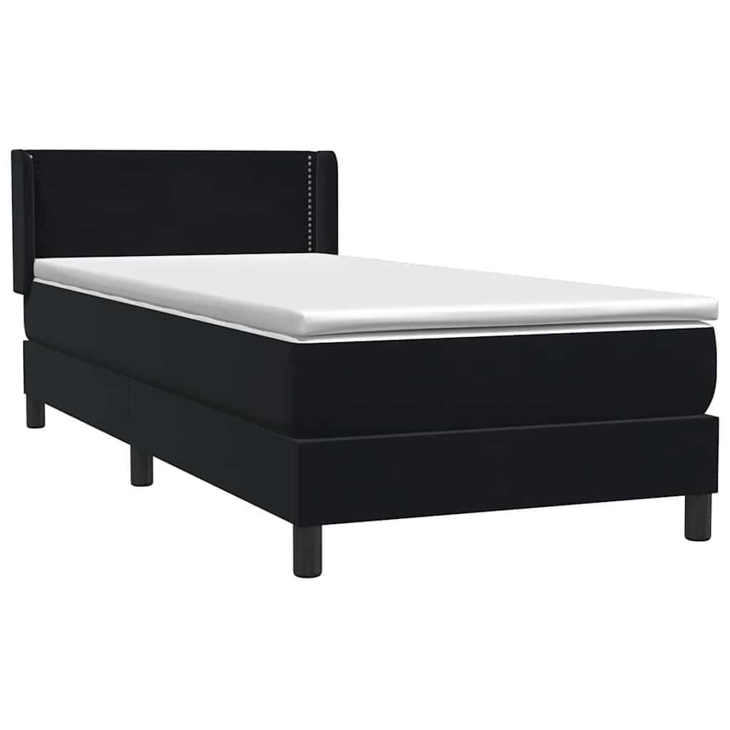 Boxspringbett mit Matratze Schwarz 80x220 cm Samt