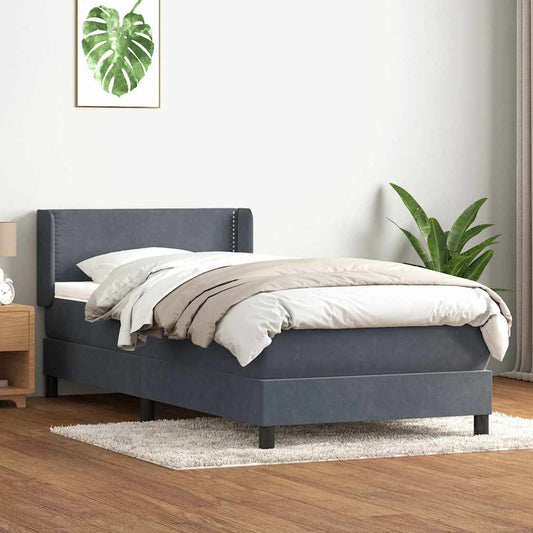 Boxspringbett mit Matratze Dunkelgrau 100x220 cm Samt