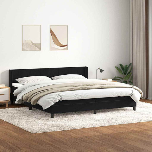 Boxspringbett mit Matratze Schwarz 200x210 cm Samt