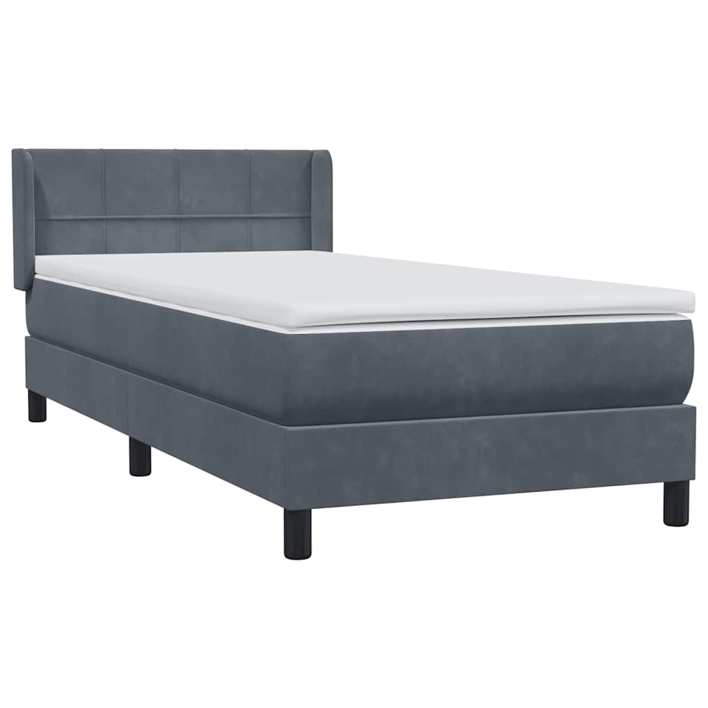Boxspringbett mit Matratze Dunkelgrau 100x220 cm Samt