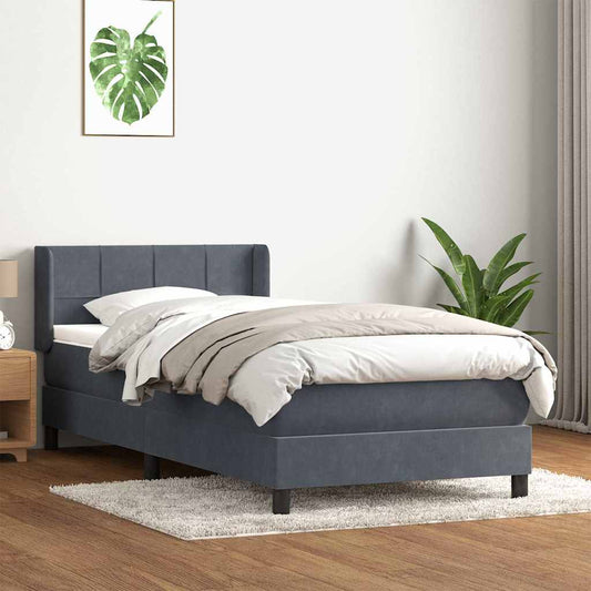Boxspringbett mit Matratze Dunkelgrau 100x220 cm Samt