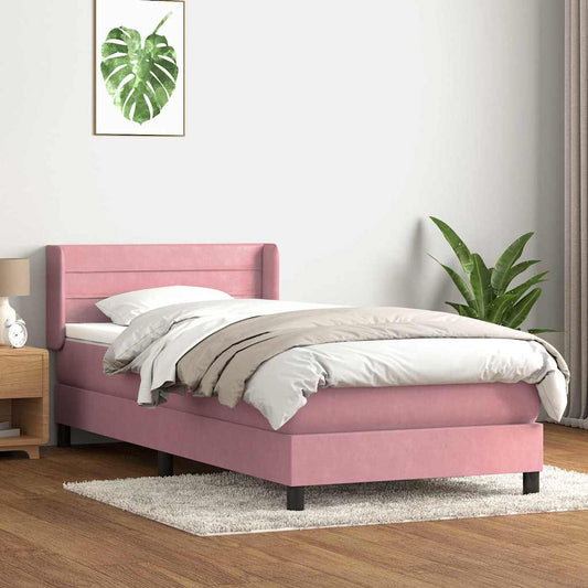 Boxspringbett mit Matratze Rosa 80x210 cm Samt
