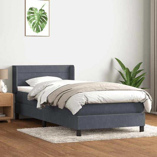 Boxspringbett mit Matratze Dunkelgrau 100x220 cm Samt