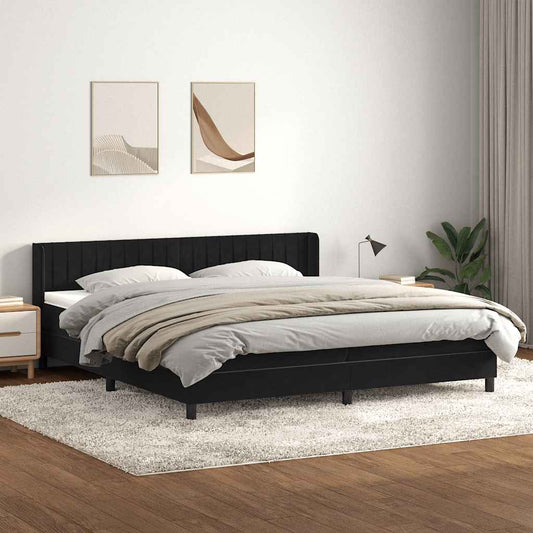 Boxspringbett mit Matratze Schwarz 200x210 cm Samt