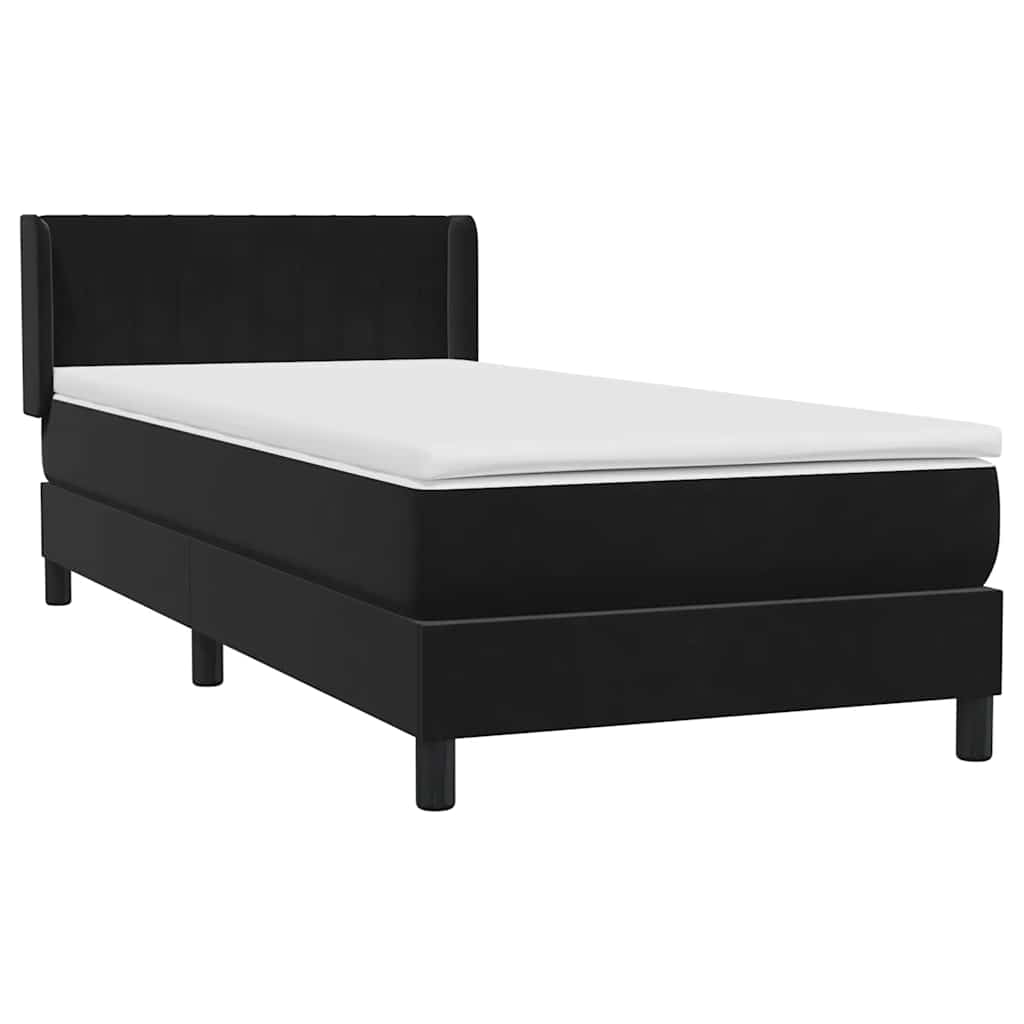 Boxspringbett mit Matratze Schwarz 80x220 cm Samt