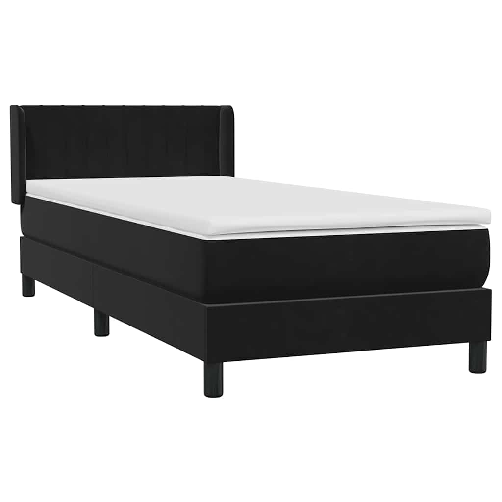 Boxspringbett mit Matratze Schwarz 90x220 cm Samt