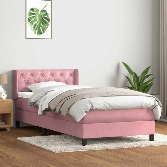 Boxspringbett mit Matratze Rosa 80x210 cm Samt