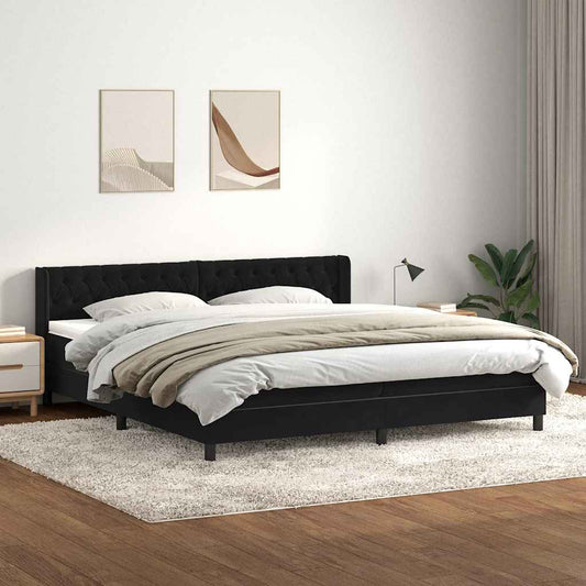 Boxspringbett mit Matratze Schwarz 200x210 cm Samt