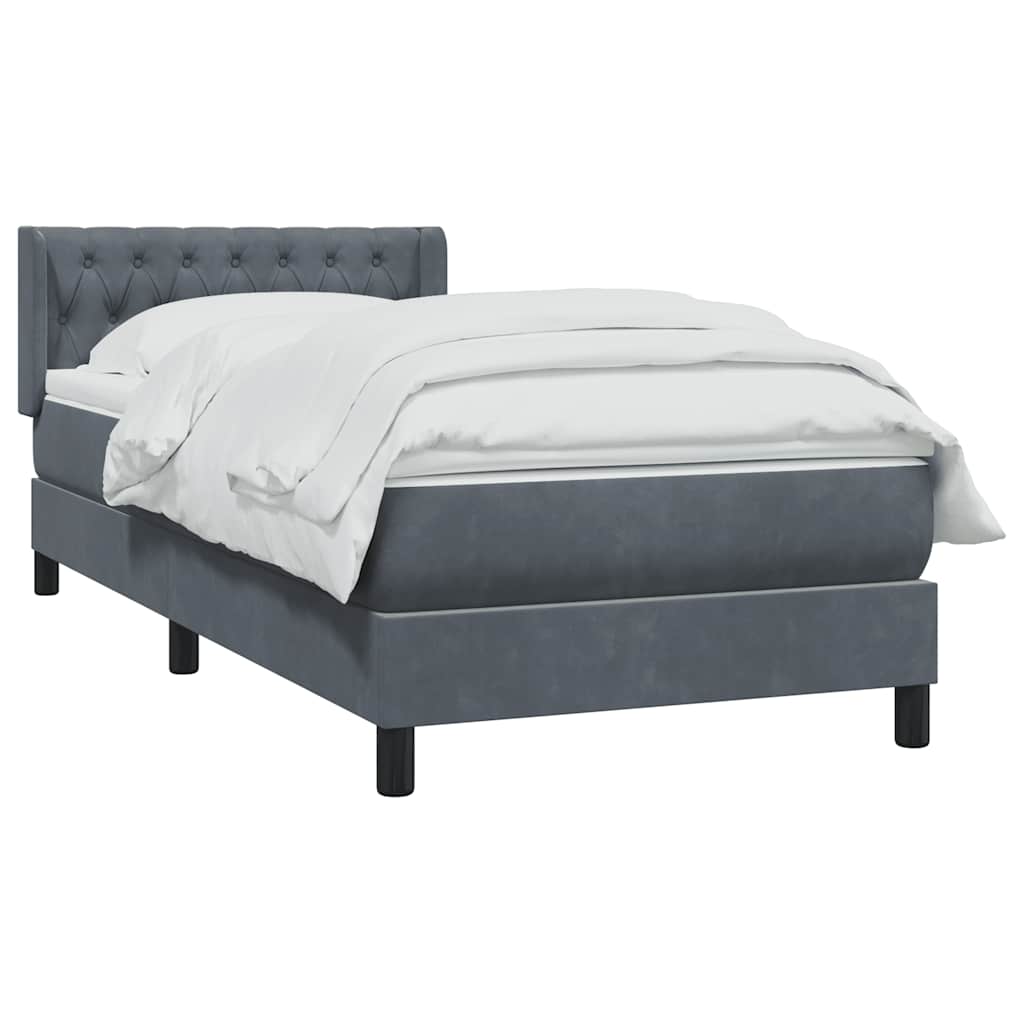 Boxspringbett mit Matratze Dunkelgrau 100x220 cm Samt