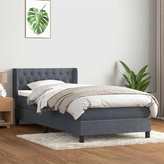 Boxspringbett mit Matratze Dunkelgrau 100x220 cm Samt