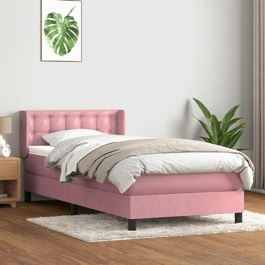 Boxspringbett mit Matratze Rosa 80x210 cm Samt