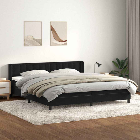 Boxspringbett mit Matratze Schwarz 200x210 cm Samt