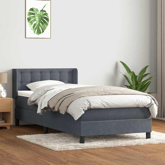 Boxspringbett mit Matratze Dunkelgrau 100x220 cm Samt