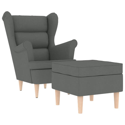 Sessel mit Fußhocker Dunkelgrau Stoff