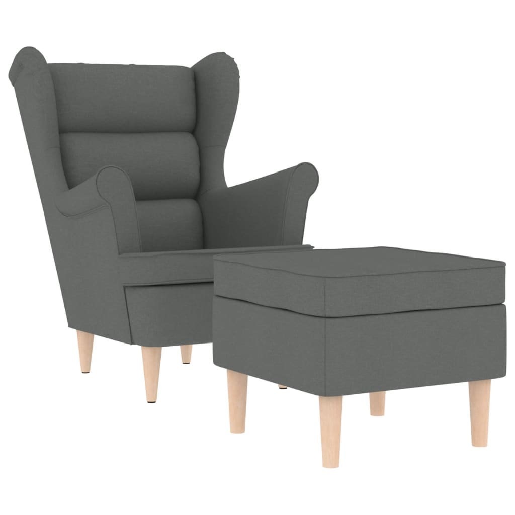 Sessel mit Fußhocker Dunkelgrau Stoff