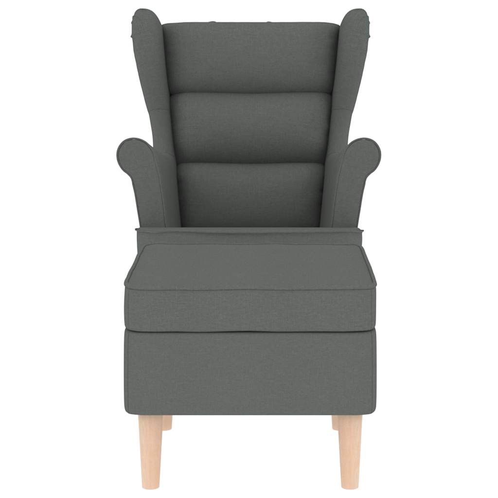 Sessel mit Fußhocker Dunkelgrau Stoff