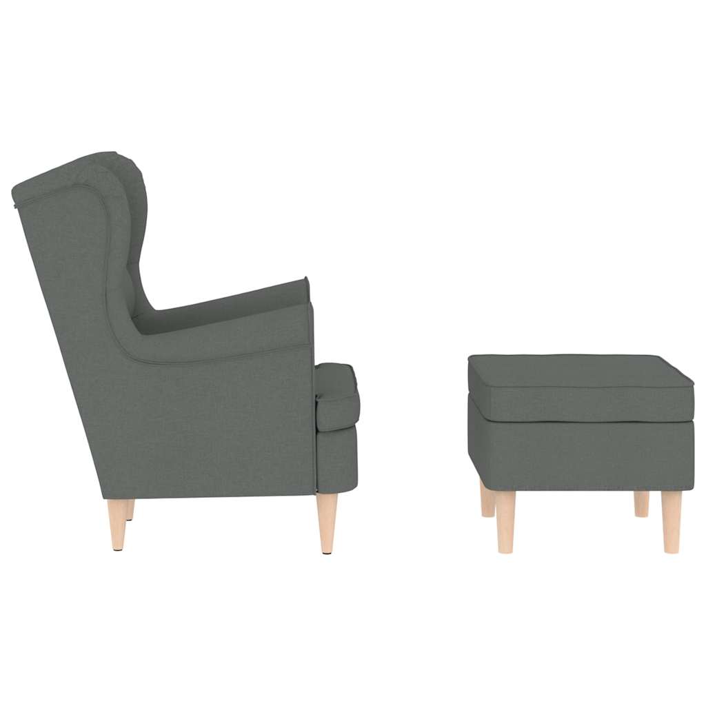 Sessel mit Fußhocker Dunkelgrau Stoff