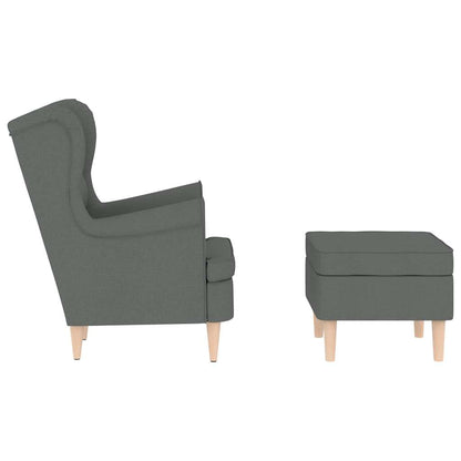 Sessel mit Fußhocker Dunkelgrau Stoff