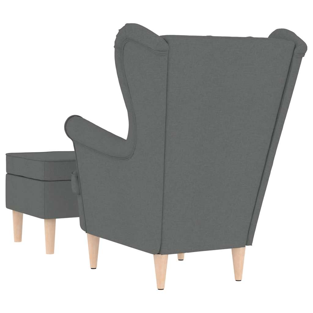 Sessel mit Fußhocker Dunkelgrau Stoff
