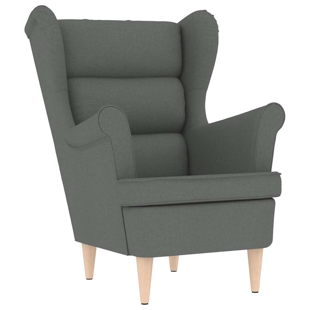Sessel mit Fußhocker Dunkelgrau Stoff
