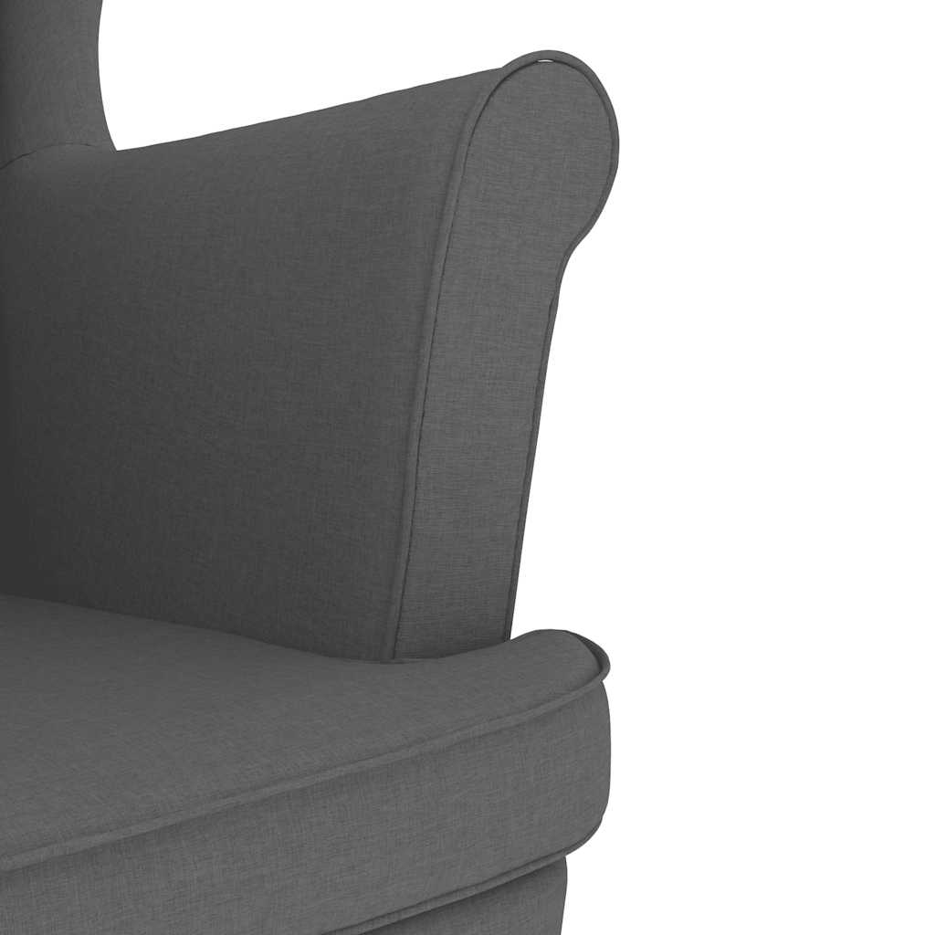 Sessel mit Fußhocker Dunkelgrau Stoff