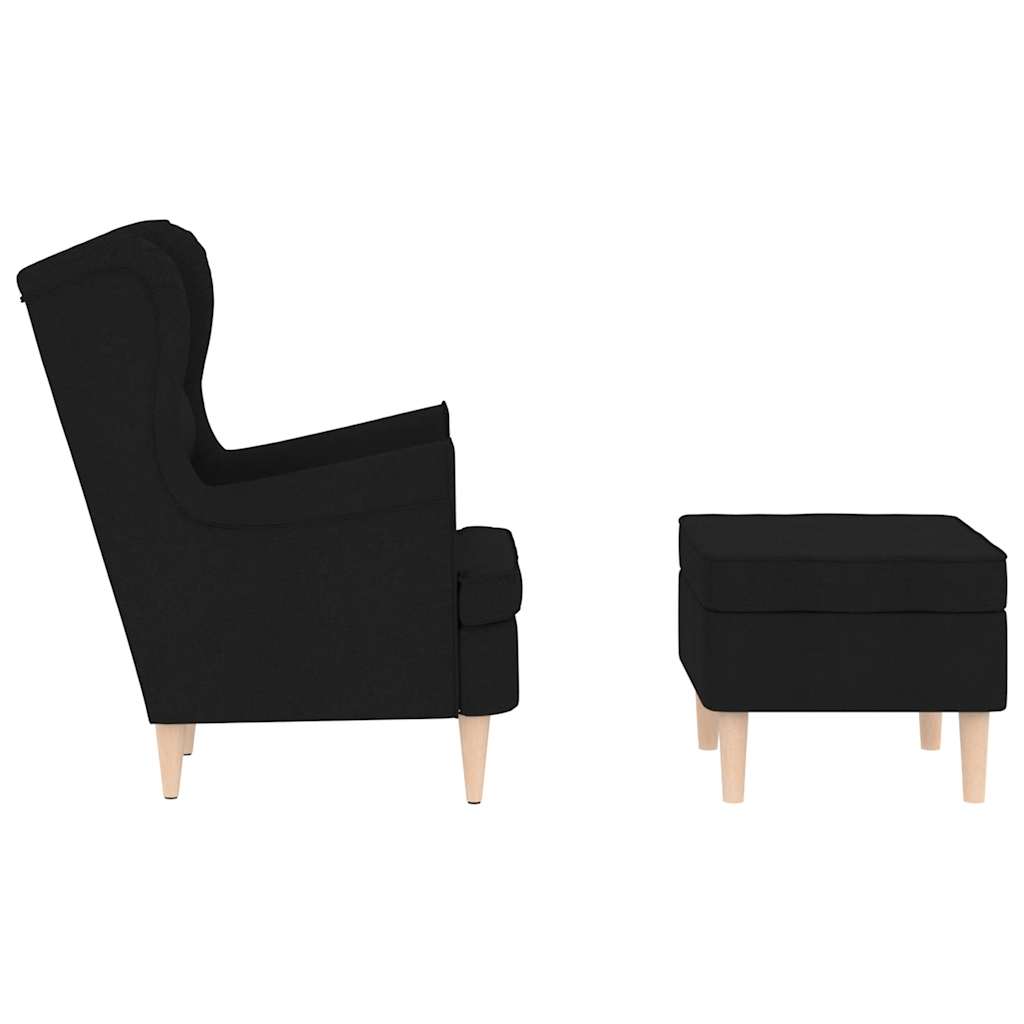 Sessel mit Fußhocker Schwarz Stoff