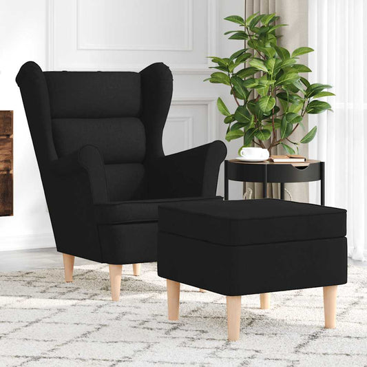Sessel mit Fußhocker Schwarz Stoff