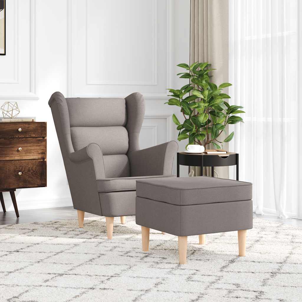 Sessel mit Fußhocker Taupe Stoff