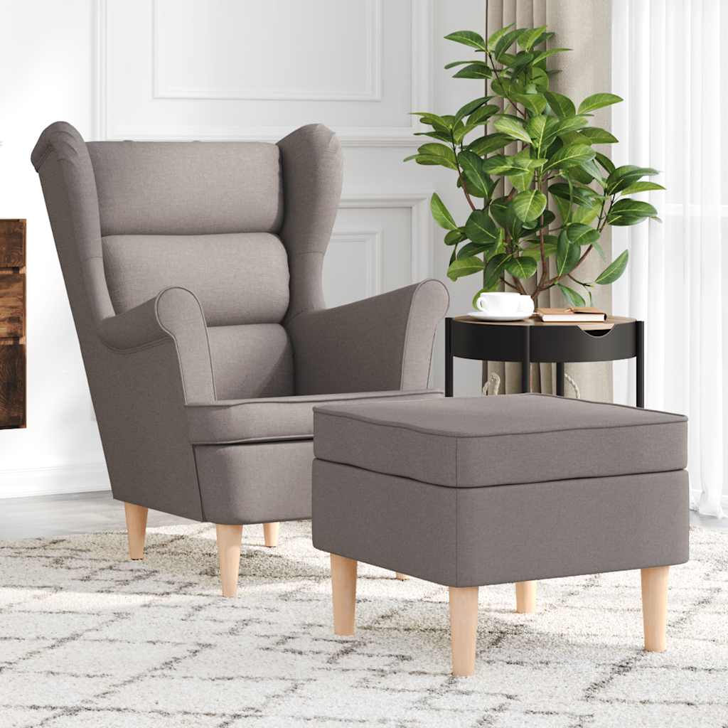 Sessel mit Fußhocker Taupe Stoff
