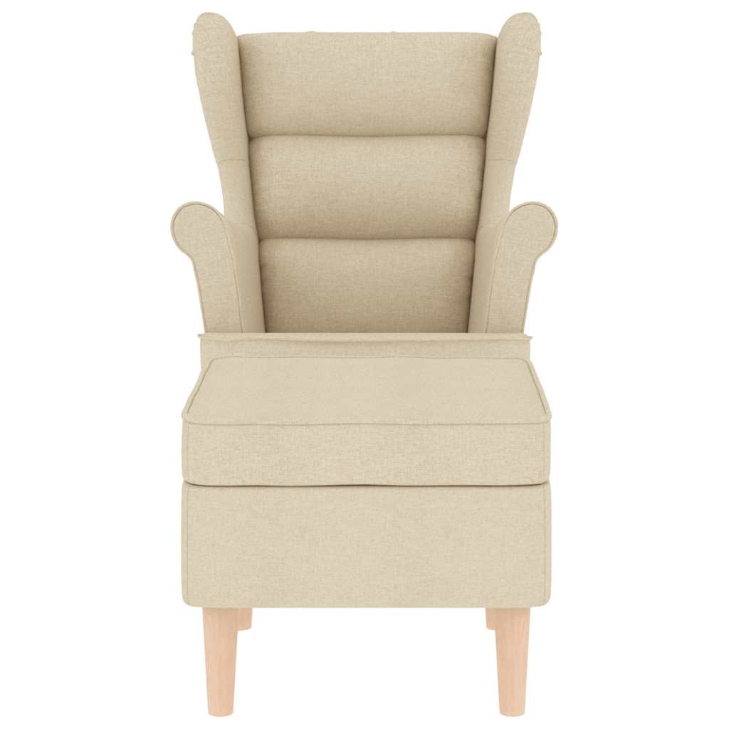 Sessel mit Fußhocker Creme Stoff