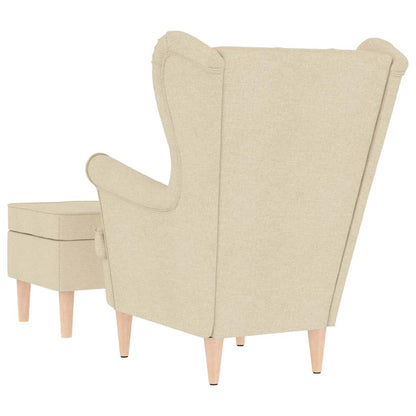 Sessel mit Fußhocker Creme Stoff