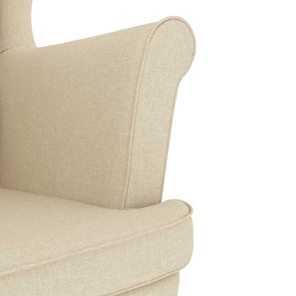 Sessel mit Fußhocker Creme Stoff
