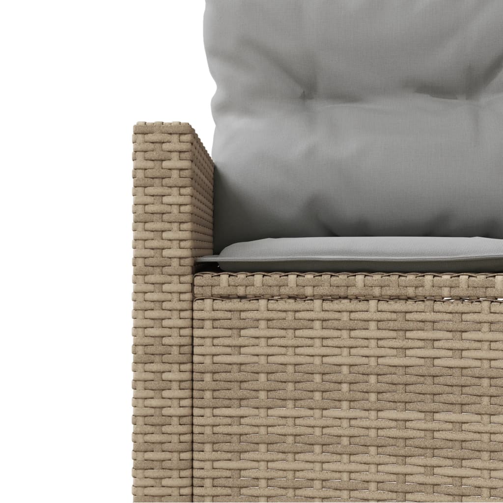 Gartensofa mit Tisch und Kissen Halbrund Beige Poly-Rattan