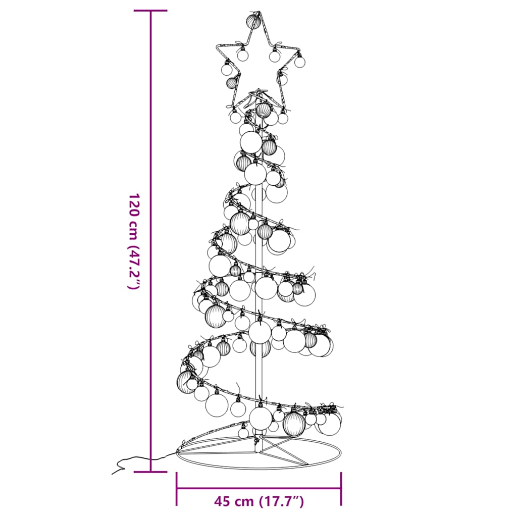 LED Weihnachtsbaum mit Kugeln 80 LEDs Warmweiß 120 cm