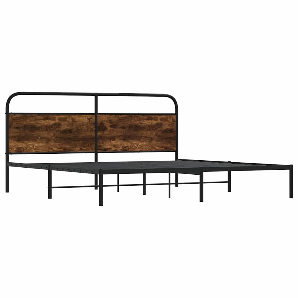 Metallbett ohne Matratze Räuchereiche 180x200 cm