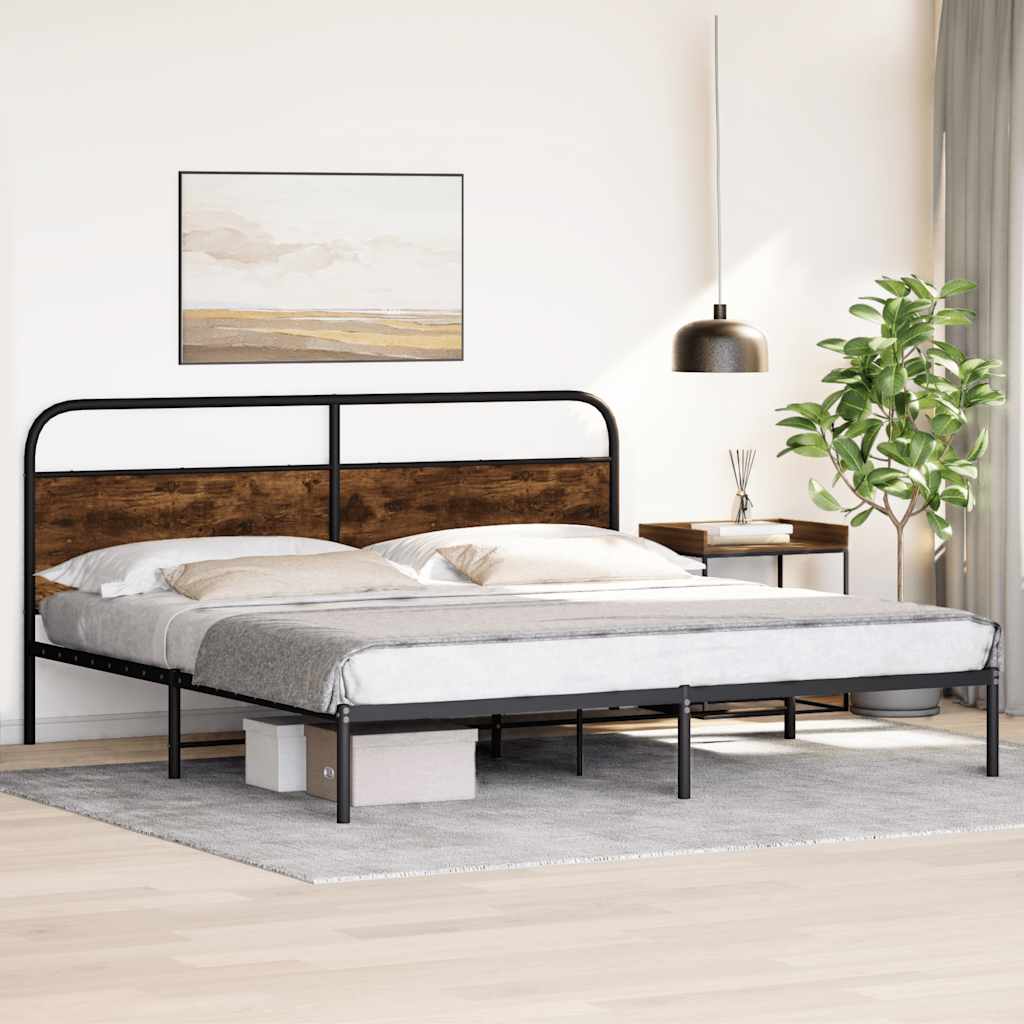 Metallbett ohne Matratze Räuchereiche 180x200 cm