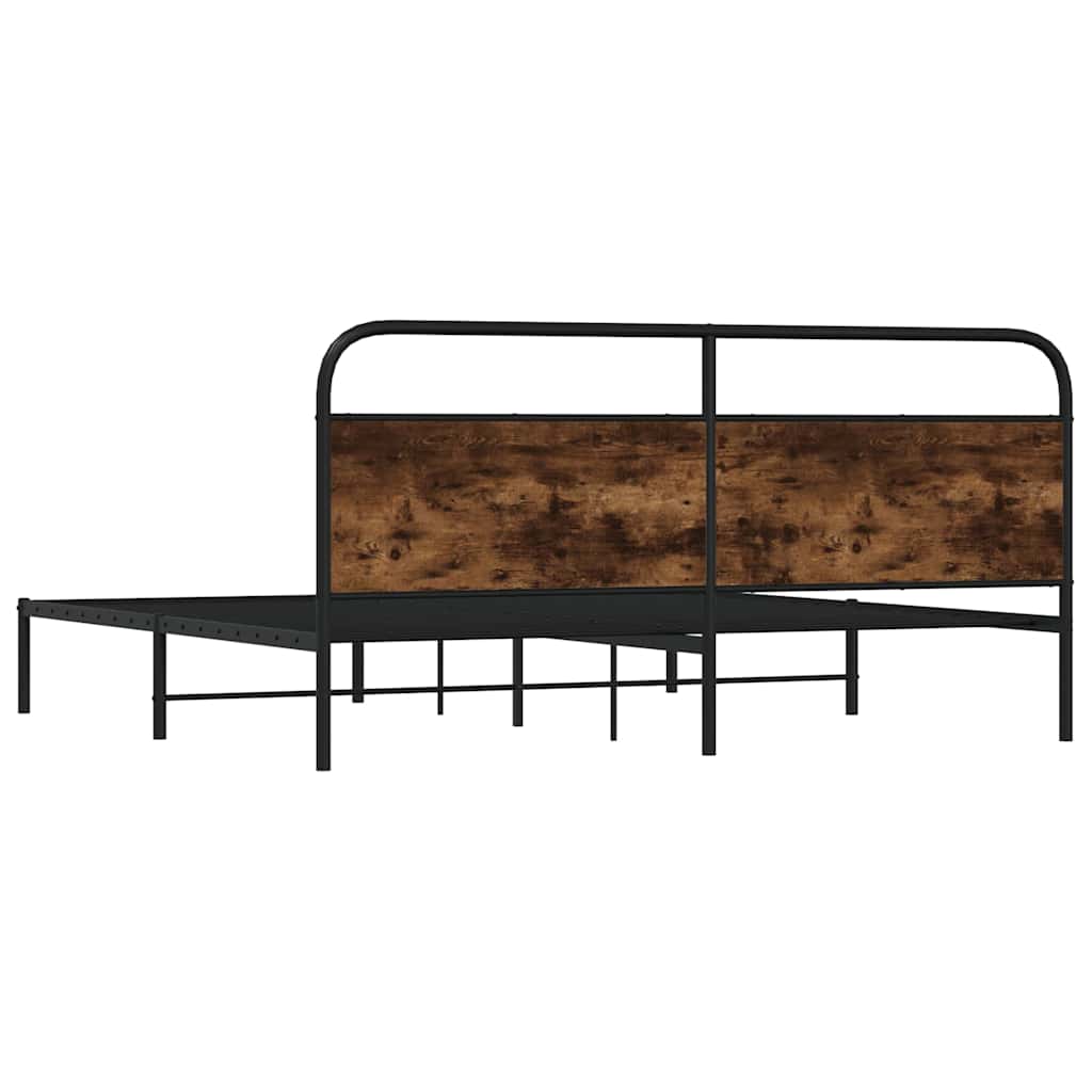 Metallbett ohne Matratze Räuchereiche 180x200 cm